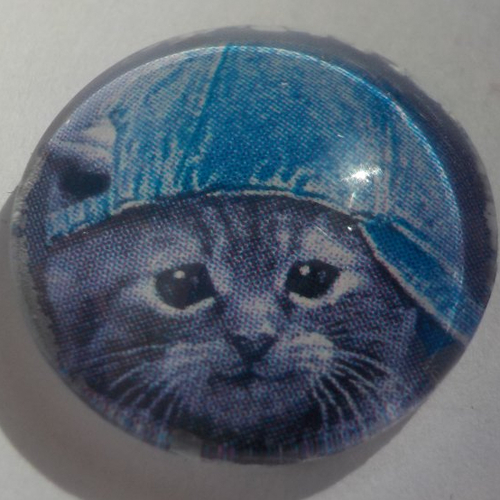 Cabochon chat/18 mm/confection bijoux/verre/gris/animaux