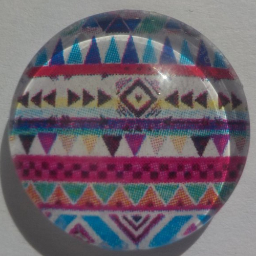 Cabochon géométrique multicolore/18 mm/confection bijoux/verre/rose/bleu/rouge/blanc/violet/jaune