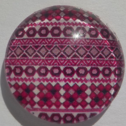 Cabochon géométrique rouge/18 mm/confection bijoux/verre/rose/blanc