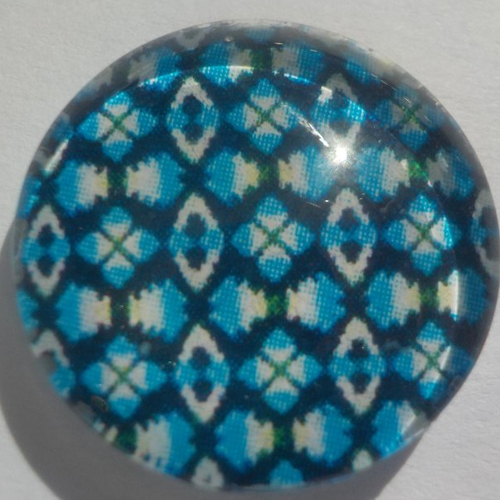 Cabochon géométrique bleu/18 mm/confection bijoux/verre/vert