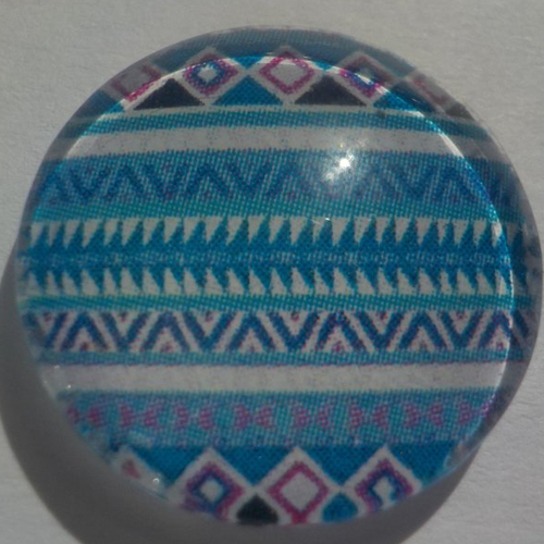 Cabochon géométrique/18 mm/confection bijoux/verre/bleu