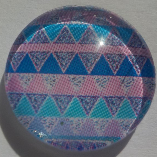 Cabochon géométrique/18 mm/confection bijoux/verre/bleu/rose