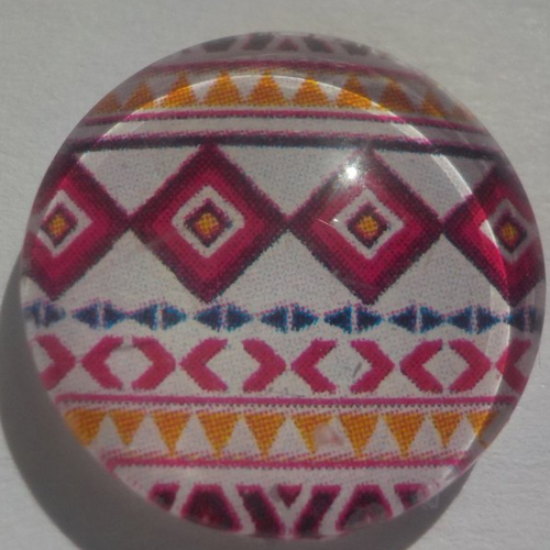 Cabochon géométrique/18 mm/confection bijoux/verre/jaune/rouge