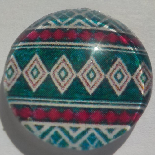 Cabochon géométrique/18 mm/confection bijoux/verre/vert/rouge/blanc
