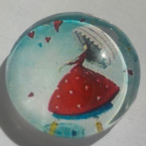 Cabochon fée/18 mm/confection bijoux/verre/vert/rose/bleu