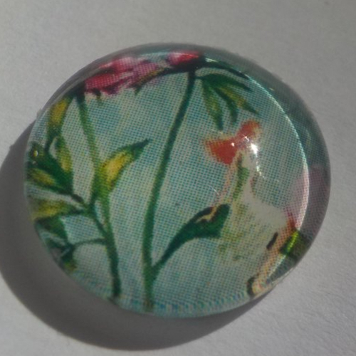 Cabochon fée/18 mm/confection bijoux/verre/vert/rose/bleu