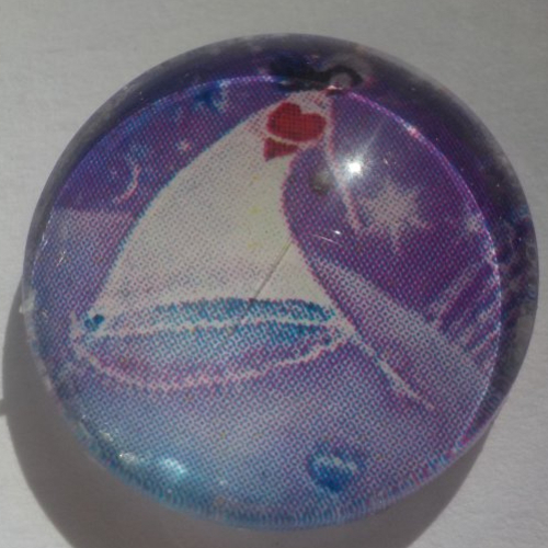 Cabochon fée/18 mm/confection bijoux/verre/vert/rose/violet