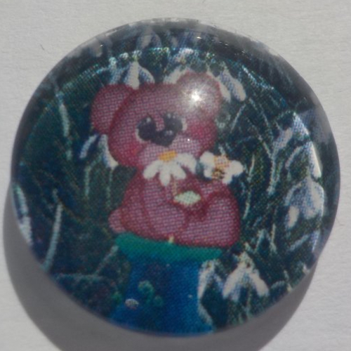 Cabochon ours/fleurs/18 mm/confection bijoux/verre/vert/blanc/rouge