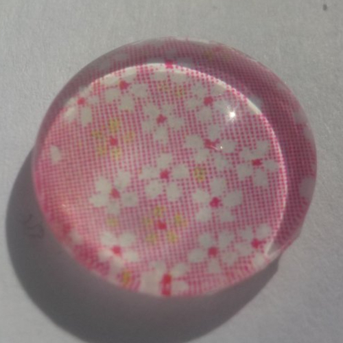 Cabochon de verre, multicolore, fleurs japonaises, 12 mm, rose, blanche,
