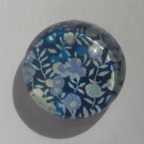 Cabochon de verre, multicolore, fleurs japonaises, 12 mm, bleu marine, vert,