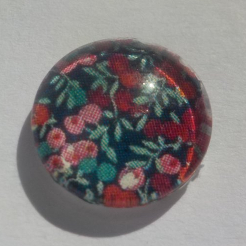 Cabochon de verre, multicolore, fleurs liberty, 12 mm, rouge, vert,