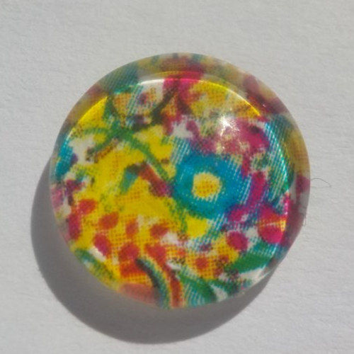 Cabochon de verre, multicolore, fleurs liberty, 12 mm,