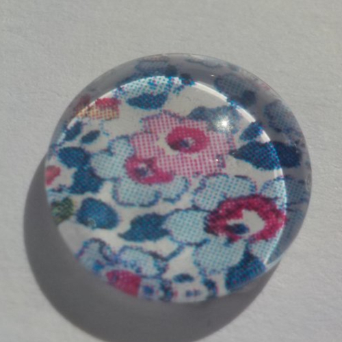 Cabochon de verre, orange, fleurs liberty, 12 mm, bleu, blanc, rose, mercerie bijoux,