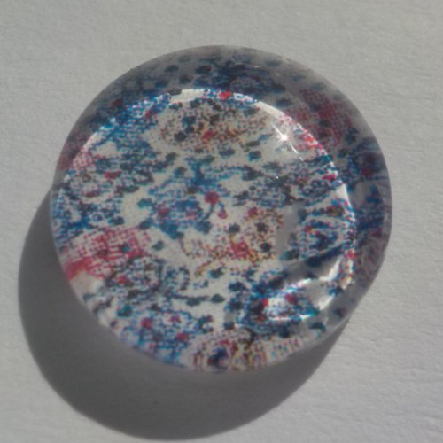 Cabochon de verre, fleurs liberty, 12 mm, bleu, blanc, rose,