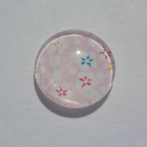 Cabochon de verre, fleurs, 12 mm, rose clair, bleu, jaune,