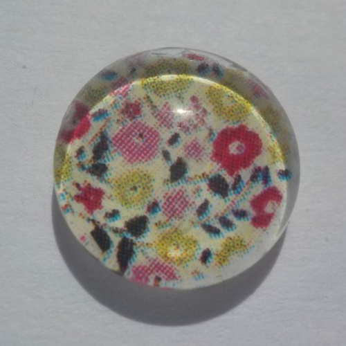 Cabochon de verre, fleurs, 12 mm, multicolore, vert, rouge,