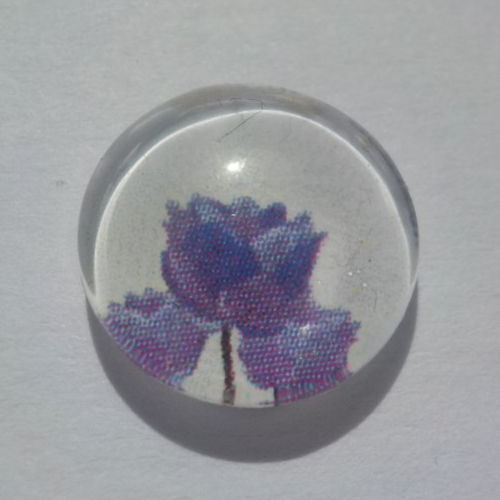 Cabochon de verre, fleurs, tulipes,12 mm, blanc, violette, mauve,