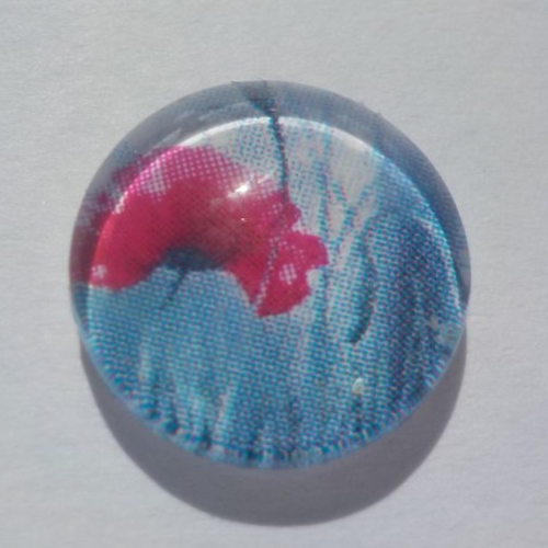 Cabochon de verre, fleurs, coquelicot,12 mm, blanc, rouge, gris,