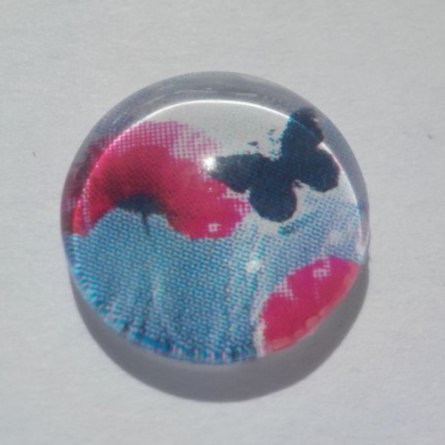 Cabochon de verre, fleurs, papillons, coquelicot,12 mm, blanc, rouge, gris,