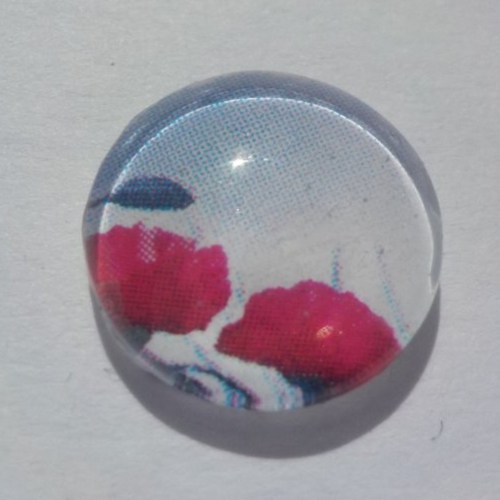 Cabochon de verre, fleurs, papillon, coquelicot,12 mm, blanc, rouge, gris, artisanal,