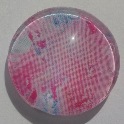 Cabochon rose clair/bleu/16 mm/confection bijoux/verre/bleu