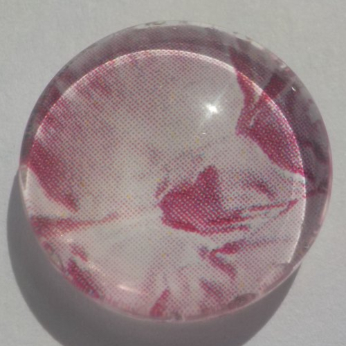 Cabochon rose clair/16 mm/confection bijoux/verre/bleu