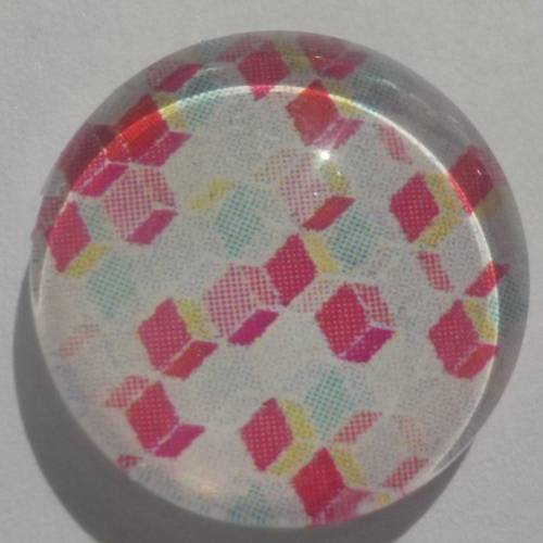 Cabochon rose clair/16 mm/confection bijoux/verre/bleu/jaune/rose fuschia/