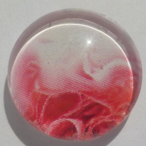 Cabochon rose clair/16 mm/confection bijoux/verre/blanc
