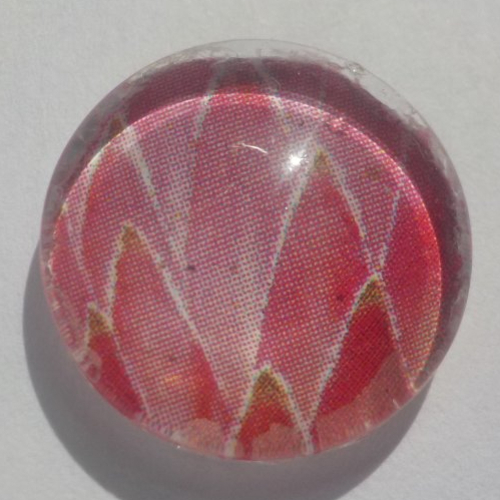 Cabochon rose clair/16 mm/confection bijoux/verre/blanc