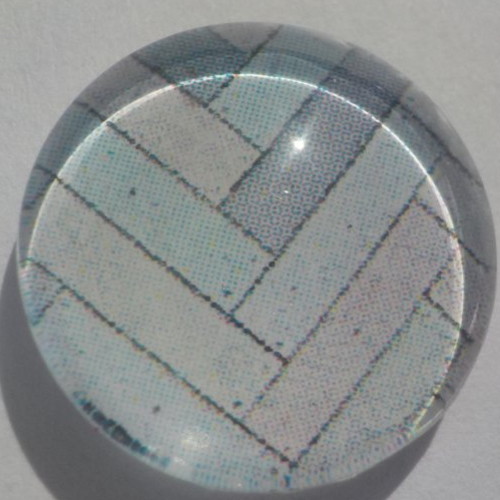 Cabochon géométrique blanc, bleu/16 mm/confection bijoux/verre/