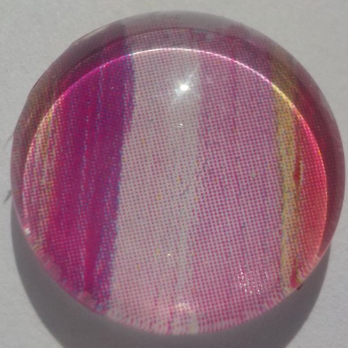 Cabochon rayures fuschia/rose clair/16 mm/confection bijoux/verre/