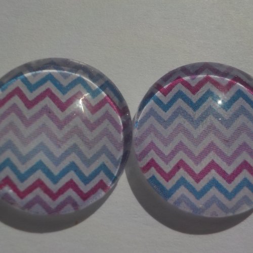 Cabochons géométriques/18 mm/confection bijoux/verre/lot de 2 cabochons/multicolore