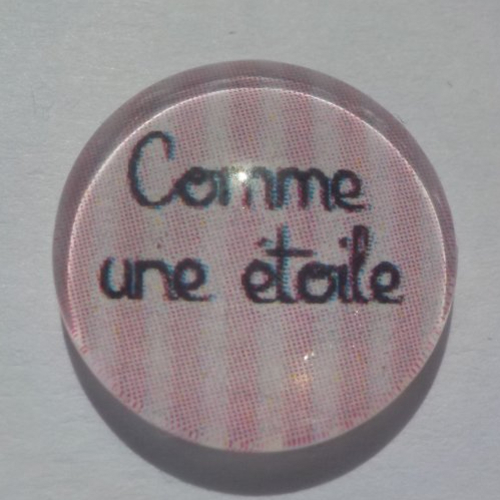 Cabochon danse/16 mm/confection bijoux/verre/rose/noir/comme une étoile