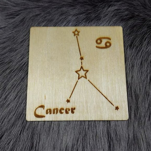 Horoscope cancer dessous de verre ou deco en bois gravé signe astrologique