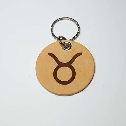 Porte clé signe astrologique taureau cuir véritable fait main mixte homme femme