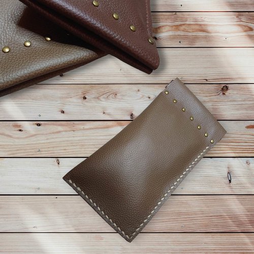 Étui à lunette en cuir de veau véritable fermeture clic clac