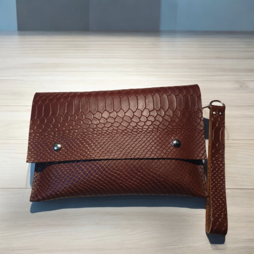 Sac à main indispensable, minaudière pochette rangement trousse en cuir de veau véritable