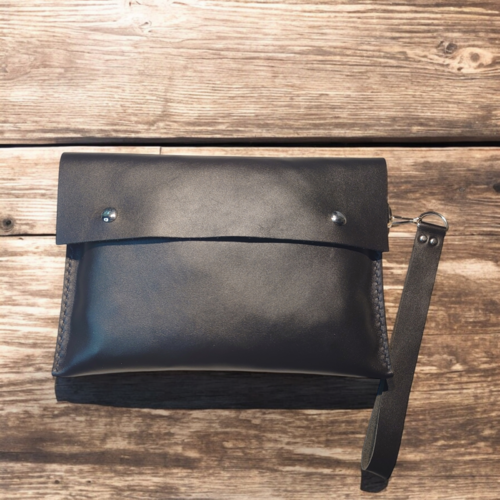 Sac à main indispensable, minaudière pochette rangement trousse en cuir de veau véritable