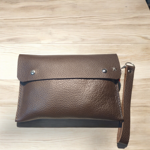Sac à main indispensable, minaudière pochette rangement trousse en cuir de veau véritable