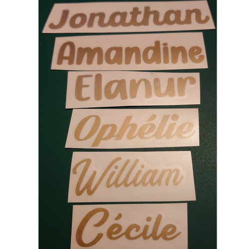 Sticker personnalisable pour gourde bouteille lunch box voiture meuble mur dragées naissance prénom nom date