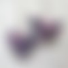 Boucles d'oreilles, fait main, bleu,mauve, or, papillons tissu 2,5 x 4 cm, chaîne et crochets en acier