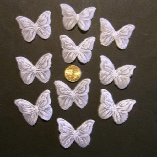 Lot de 10 papillons blancs en pergamano papier parchemin