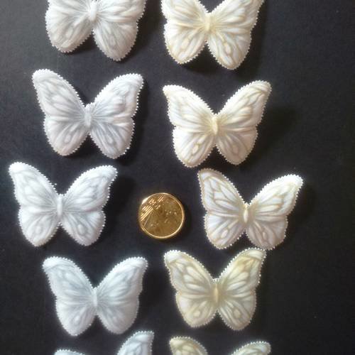 Lot de 10 papillons or et argent en pergamano papier parchemin 