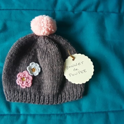Bonnet tricot bebe prema ou poupee