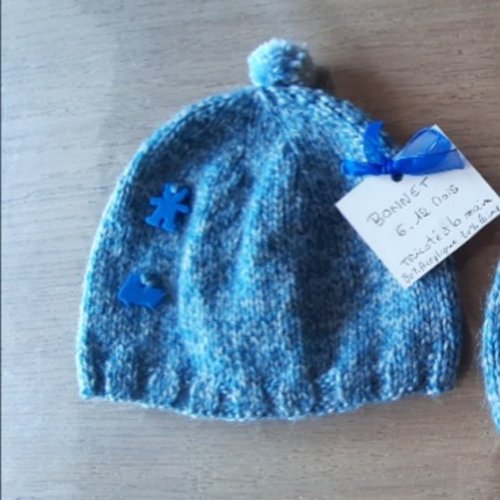 Bonnet garcon tricot 6 a 9 mois