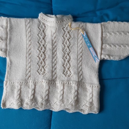 Pull bebe fille 12 mois tricot fait main