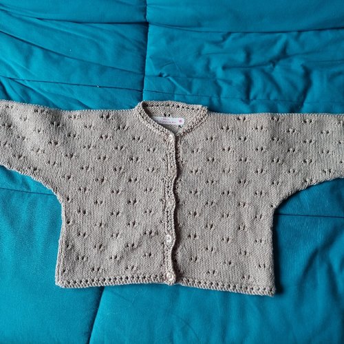 Gilet bebe fille 9 mois tricot fait main