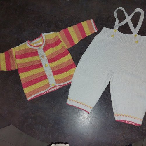 Ensemble bebe fille 12 mois tricot fait main