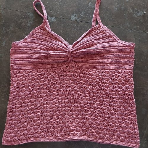 Top a bretelles femme taille 3 tricot fait main