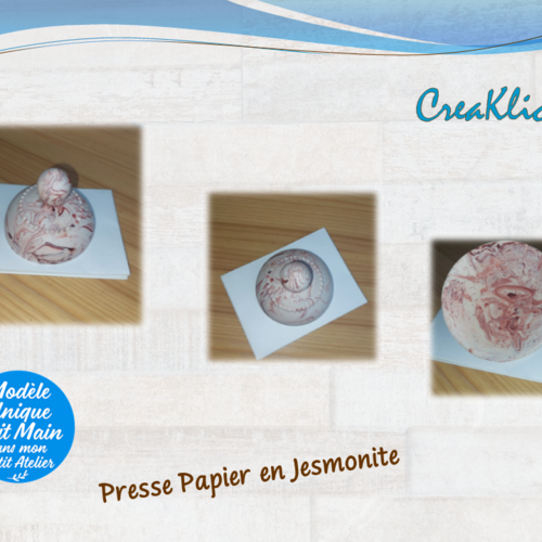 Presse papier en jesmonite marbré beige marron